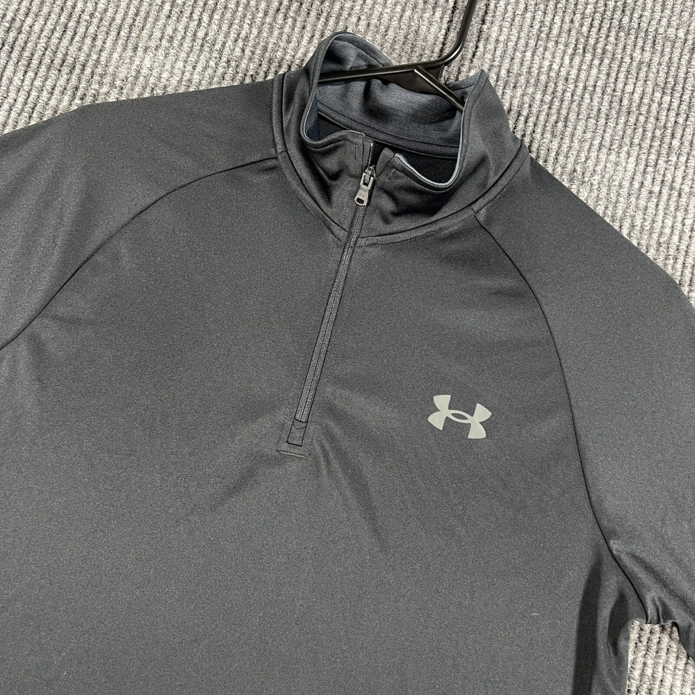 Under Armour Pullover Mens Small Black Long Sleeve 1/4 Zip Mock Neck Loose Fit